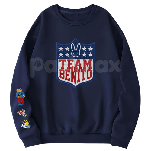 "Here For The Benito" Embroidered Sweatshirt – Bad Bunny Fan Crewneck