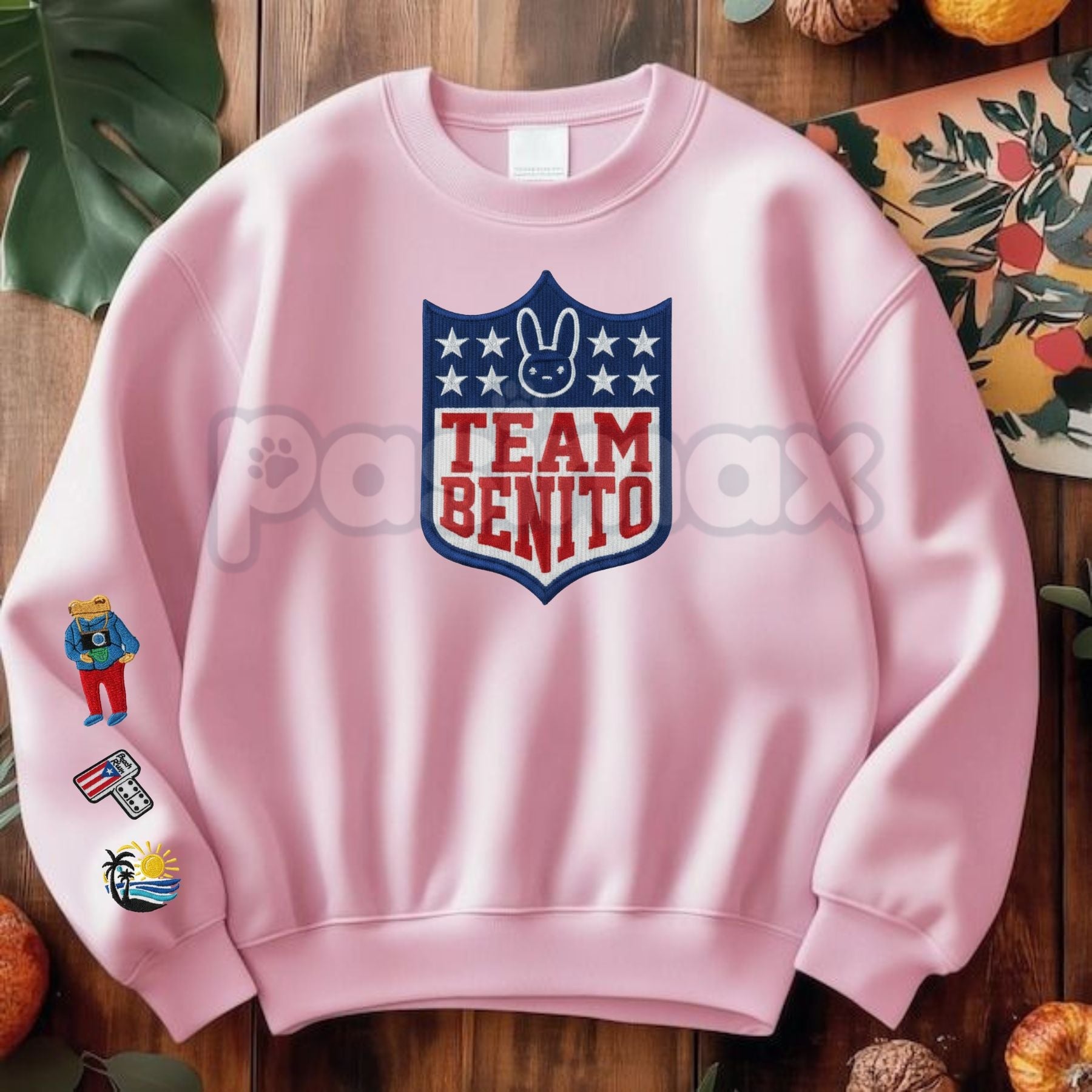 "Here For The Benito" Embroidered Sweatshirt – Bad Bunny Fan Crewneck