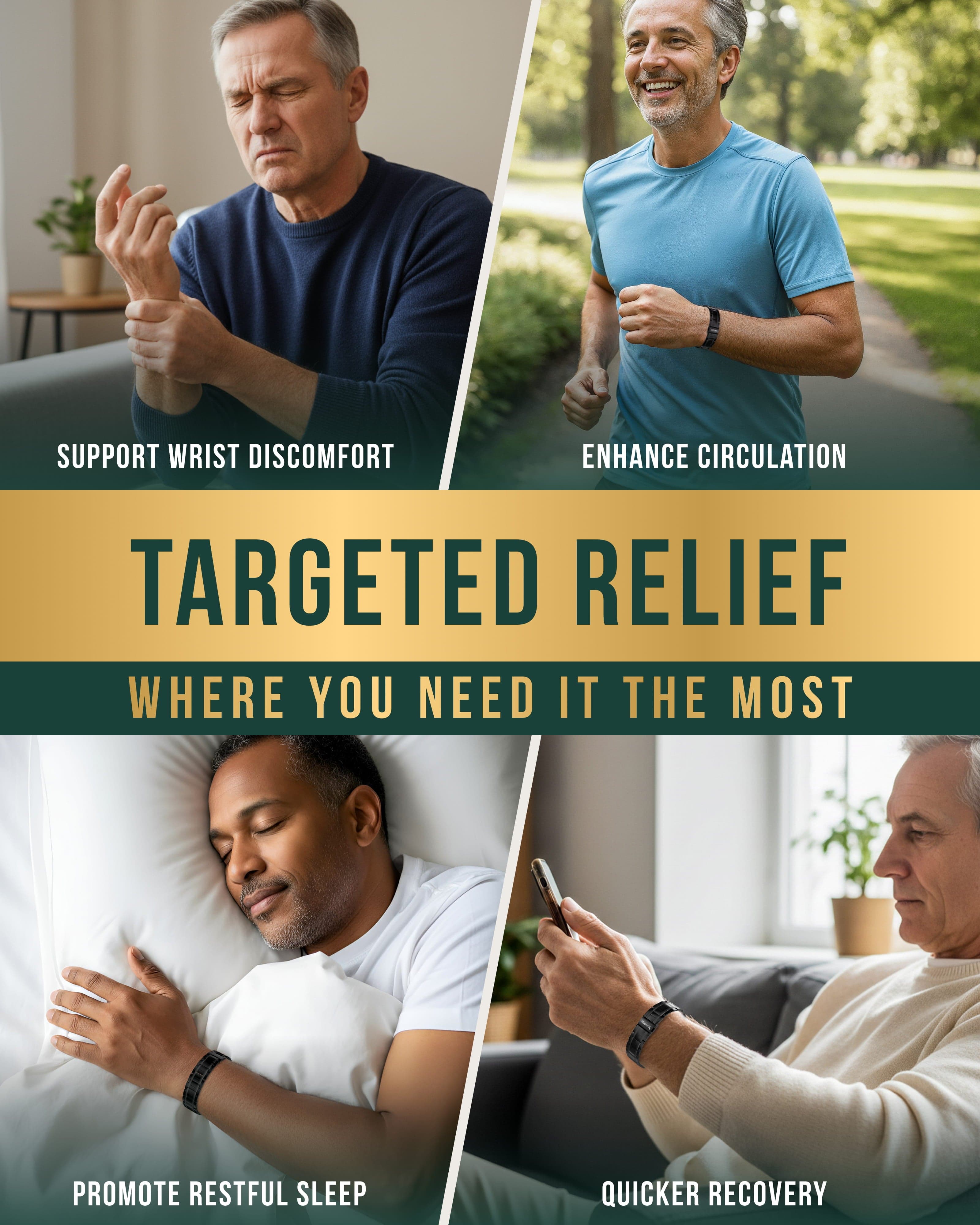 3x Strength Titanium Magnetic Bracelet for Men (Black)